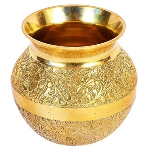 Lota de Latón Puro Vintage de Alta Calidad con Grabado y Acabado Pulido para Uso en la Cocina, Artículo de Cocina Árabe Antiguo Lutiya - Product Image 2