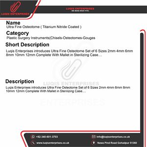 Osteotome ultra-fin en titane nitridé, instrument chirurgical ORL, acier inoxydable de qualité médicale, outil osseux de précision - Product Image 5