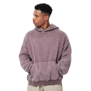 Street Wear Men's <b>Acid</b> Washed Vintage Hoodies & Sweatshirts Oversized <b>Drop</b> Shoulder Hip Hop Hoodie Custom Logo and Size - Product Image 3