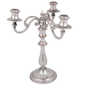 Grand candélabre à cinq bras en aluminium artisanal avec bol à fleurs, candélabre de sol nickelé pour la décoration de la maison, des mariages et des fêtes - Product Image 4