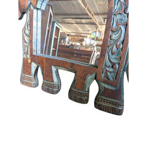 Antique-Style Majestic Elephant Decorative Wall <b>Mirror</b> Luxury Bohemian Modern Handmade Wood Rattan <b>Acrylic</b> for Bathroom Decor - Product Image 2