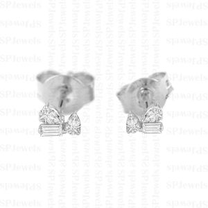 Wholesale Hot Selling <b>Small</b> Natural Diamond Studs Solid 18K Yellow White Rose Gold Push Back Stud <b>Earrings</b> Producible In 10K/14K - Product Image 3