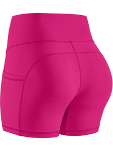 Pantalones cortos de Ciclismo de cintura alta para niñas verano Fitness Biker Yoga Leggings bolsillos laterales Skinny Hip Lifting pantalones cortos deportivos para mujeres - Product Image 3