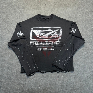 Camisetas de Manga Larga con Pedrería para Hombre, Diseño de Logotipo Personalizado 2026, Diseño OEM, Camisetas de Seda para Hombre, Personalizadas - Product Image 3