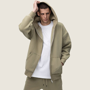 350G Heavyweight Custom Puff Printing Zip up Hoodies <b>Men's</b> Hooded Hoodies Double Zip Plain Blank <b>Fleece</b> <b>Oversized</b> <b>Hoodie</b> for <b>Men</b> - Product Image 1