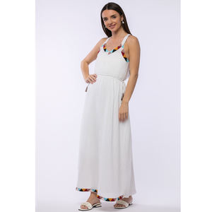 Robe sans manches grande taille pour femmes professionnelle personnalisée solide blanc fête broderie conception OEM ODM fabrication en gros - Product Image 1