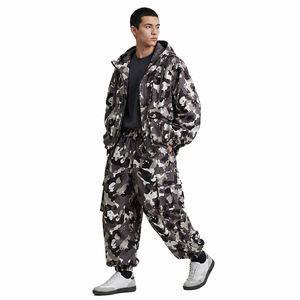 Conjunto de Chaqueta Cortavientos de Camuflaje Extra Grande para Hombre, Resistente al Agua, con Capucha, para Invierno, Pantalones con Cintura Elástica y Bolsillos - Product Image 4