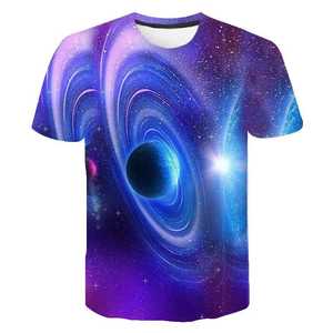 Camiseta de manga corta con estampado de transferencia de sublimación de cuello redondo para hombre de moda de verano con diseño de espacio del universo impreso en 3D - Product Image 4