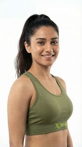 Sujetador Deportivo de Alta Sujeción para Mujer, Color Verde Oliva, Sin Costuras, Compresión, Gimnasio, Fitness, Yoga, Ropa Deportiva, Personalizado OEM - Product Image 4