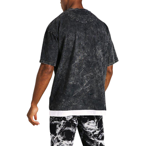 Fabricant et fournisseur OEM T-shirt délavé à l'acide pas cher Streetwear T-shirts ajustés délavés à l'acide de style Hip Hop pour hommes - Product Image 2