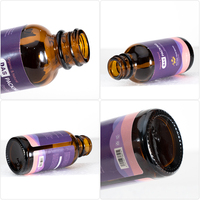 Impression d'étiquettes personnalisées, flacon compte-gouttes en verre pour cosmétiques, huile essentielle, 30 ml (1 oz), flacon rond Boston, avec tube en papier