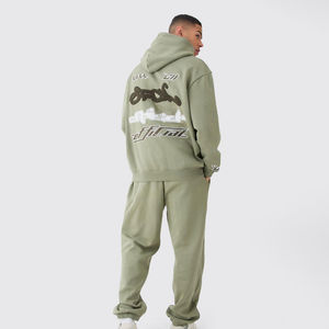 Survêtements personnalisés avec broderie en chaîne, 500 GSM, jambe droite, 100% coton, molleton, jogging, sweat-shirt et pantalon de survêtement pour hommes - Product Image 3