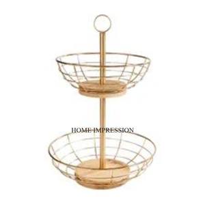 Fil métallique de qualité supérieure fabriqué en plaqué or de haute qualité et attrayant centre de table et décoration fruits et panier à pain - Product Image 2