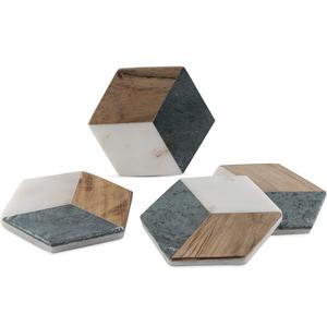 ที่รองแก้วไม้และแผ่นรองจานลายหินอ่อนแบบสามโทนหรูหราโต๊ะรับประทานอาหาร - Product Image 1