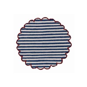 พรมขนสัตว์ทอมือลายทางและลายเพชร Alhambra Ivory Flat Weaves พรมปอกระเจาทำมือสำหรับบ้าน ข้างเตียง ทางเดิน-รุ่น ADWL-13197 - Product Image 1