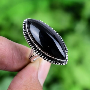 925 estampillé à la main pierre précieuse Onyx noir Spinner anneau bijoux de créateur 925 argent Sterling bague naturelle bijoux - Product Image 3