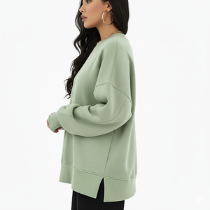 2025 otoño logotipo personalizado mujeres sudaderas polar cuello redondo de gran tamaño pulóveres Casual cómodo otoño moda mujer trajes sudadera - Product Image 5