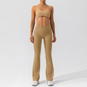 Ensemble de sport pour femmes, soutien-gorge de sport à une épaule à séchage rapide, legging, ensemble de yoga, vêtements de sport pour la salle de sport, ensembles d'entraînement - Product Image 5