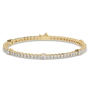 Pulsera de Tenis con Diamantes de Moissanita de 4.1ct en Oro Amarillo de 9k, 10k, 14k y 18k, Clásica con Engaste de 4 Puntas, Pulseras y Brazaletes de Tenis - Product Image 1