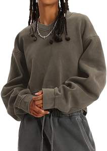 Sweat-shirt décontracté pour femme, col rond, coupe ample, vintage, manches longues, avec poche, pour l'hiver - Product Image 5