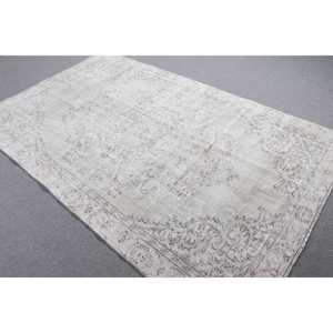 พรมตุรกีขนาดใหญ่ 5.1x8.3 ฟุต สีเทา พรมวินเทจสไตล์โอเรียนทัล - Product Image 2