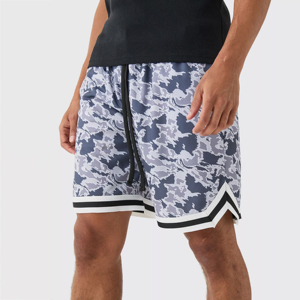 Pantalones cortos de baloncesto para hombre, malla con estampado de camuflaje, pantalones cortos atléticos de secado rápido con cordón para gimnasio, pantalones cortos para correr - Product Image 3