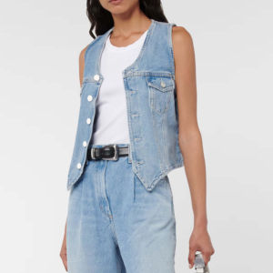 Chaleco vaquero sin mangas de moda para mujer, chaleco vaquero de Color sólido, bolsillo suelto, novedad de 2025, chaleco vaquero calado Sexy - Product Image 2