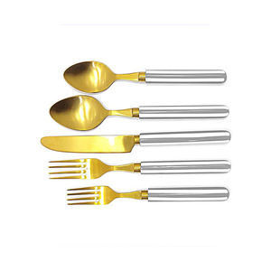 Juego de cubiertos de estilo elegante a granel para restaurantes de diseño premium a precio mayorista juego de cubiertos dorados de acero inoxidable para la cena - Product Image 1