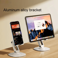 Support de téléphone portable universel pliable et réglable à double axe en métal, rotation à 360 degrés, pour bureau, vente en gros directe