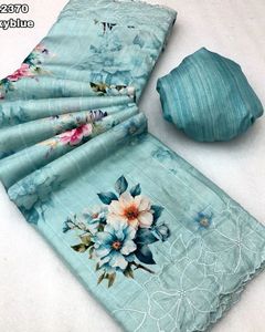 Indien dernier ciel élégant fantaisie saree Tussar soie tissu exclusif sari Blouse vêtements ethniques tendance femmes vêtements attrayants - Product Image 3