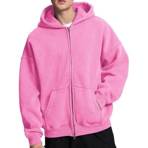 Color Rosa Cremallera Calidad Premium 400GSM Sudaderas con capucha lavadas con ácido Me Pullover Streetwear Sudadera con capucha en MOQ bajo - Product Image 1