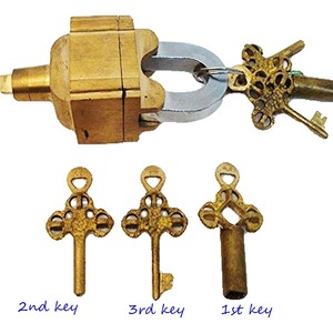 Functional Brass Padlock-01ZT with <b>Keys</b> Working Brass Made <b>Locks</b> - Product Image 1