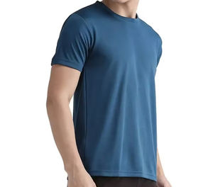 T-shirt de sport pour homme, col rond, 100% coton, logo personnalisé, respirant, séchage rapide, coupe ample, couleur marron - Product Image 2
