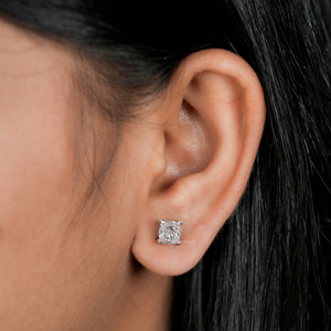 Pendientes de Diamante de Laboratorio de Alta Calidad, Corte Cojín de 2.00ct, Solitario, Engaste de Puntas, Pendientes de Boda, Regalo para Ella - Product Image 3