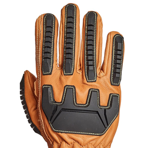 Guantes de trabajo de puño de seguridad resistentes a impactos de cuero con dedo completo Anti-vibración Palma Revestimiento de agarre alto Transpirable y duradero - Product Image 4