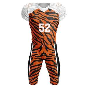 Uniformes de football américain personnalisés par sublimation, tissu durable et respirant, ensemble complet de maillot et de pantalon, logo d'équipe, vêtements de sport OEM - Product Image 6