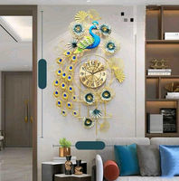 Horloge murale décorative en laiton Ak, horloge à quartz pour chambre à coucher, salon, forme de paon, pour décoration de mariage