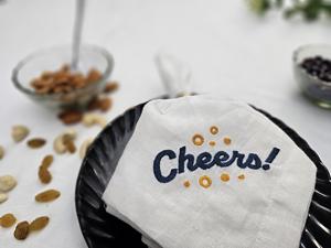 <b>Square</b> Linen Napkins Custom CHEERS Embroidery Hand Embroidery Soft Washed Pure Eco-Friendly Modern Table Decor for Dining Events - Product Image 3