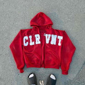 เสื้อฮู้ดผู้ชายแบบวินเทจทำจากผ้าฝ้ายเทอร์รี่ฝรั่งเศสแบบรูดซิปเป็นกรดซีดจาง - Product Image 4