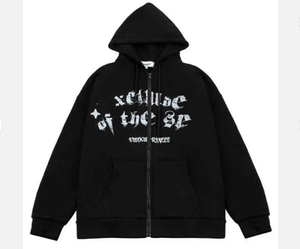 Wholesale Customizable Men's <b>Black</b> <b>Zip</b>-<b>Up</b> Cotton Fleece <b>Hoodie</b> High Quality Anti-Shrink Size 6XL - Product Image 1