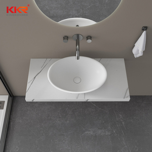 Unité de bassin de comptoir de salle de bains d'hôtel petit évier de navire de salle de bains bassin de surface solide blanc - Product Image 4