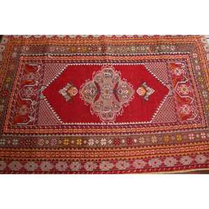 Vintage Small Rug 2.8x5.1 ft, Red <b>Brown</b> Southwestern Rug <b>Wool</b> - Product Image 4
