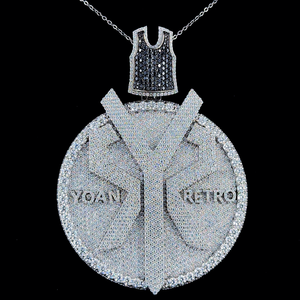 Hip Hop estilo VVS Moissanite corte redondo diamante hielo fuera oro blanco joyería colgante para hombres 925 plata esterlina - Product Image 5