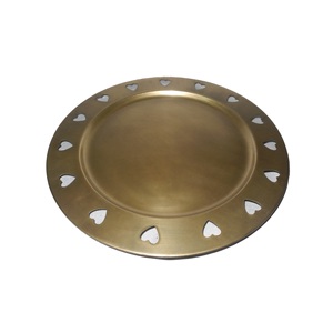 Placa de cargador de Metal redonda elegante y elegante en utensilios de cocina de alta calidad decoración personalizada Placa de cargador de Metal para servir alimentos - Product Image 3