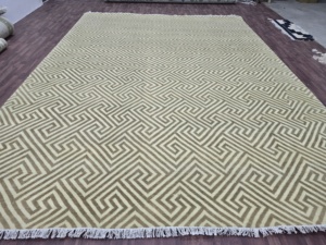 White Green size 4x6 feet Area fine <b>wool</b> Rug Hand-knotted turkish with Abstract Pattern for Living or Dining Room any room - Product Image 5