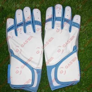Guantes de bateo de béisbol de Color blanco azul claro y gris de alta calidad Guantes de bateo de béisbol de softbol de cuero de último diseño - Product Image 5