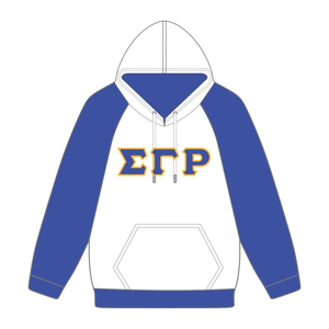 Sigma Gamma Rho Blanc Corps Bleu Manches Raglan Pull À Capuche Coton SGRho Grec Sororité Personnalisé Divine Neuf HBCU Vêtements - Product Image 2