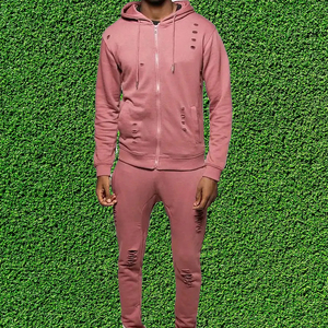 Latest Design <b>Men's</b> Distressed Tracksuit High Quality 100% Cotton Quick Dry Breathable Design for Adults Distressed Tracksuits - Product Image 2