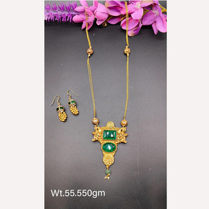 Bijoux en argent sterling 925 plaqué or ensemble de mariée collier ensemble femmes bijoux bijoux ethniques indiens boucles d'oreilles Jadau traditionnelles - Product Image 5