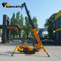 Grue araignée compacte DigMaster pour espaces étroits, mini-grue hydraulique télescopique avec stabilisateurs, alimentation essence/électrique, capacité de levage 6,5 m